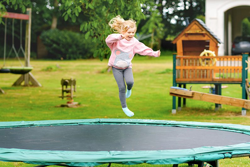 girl on trampoline